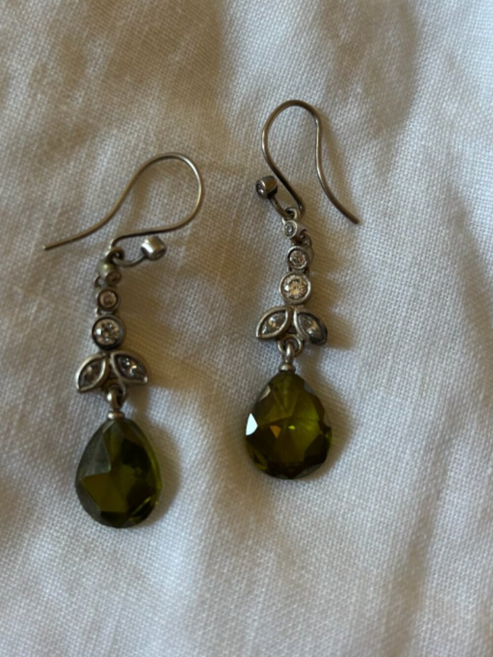 Julie Sandlau Earrings with Olive Green Crystal
